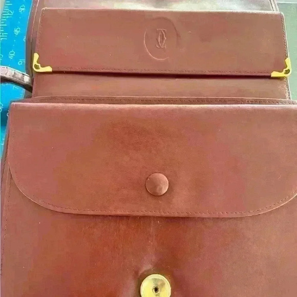 Cartier vintage bundle-elegant  Bordeaux wristlet & matching kiss lock wallet - Picture 2 of 16